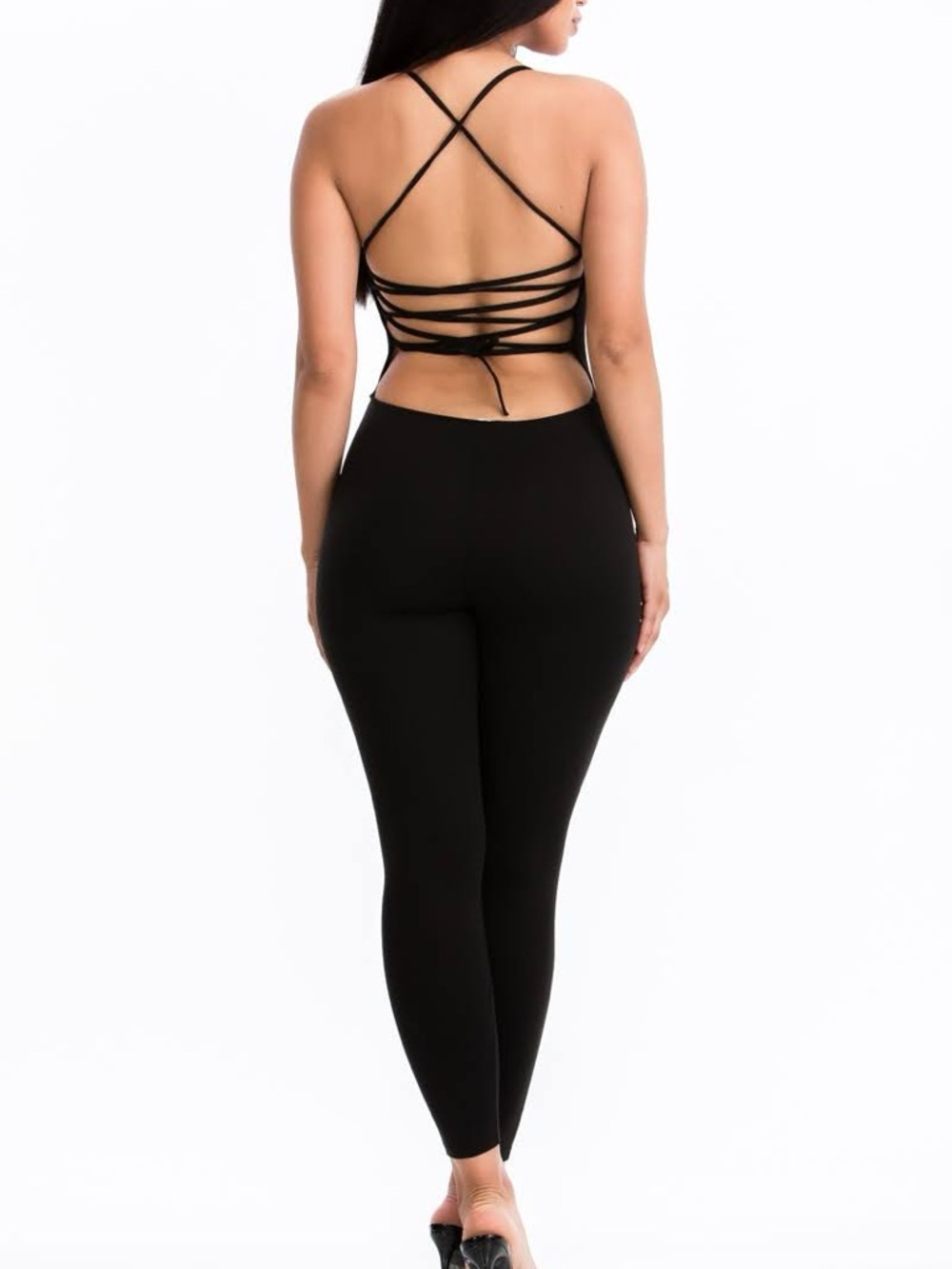 Black Strappy Back Jumpsuit